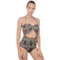 Ancient Chinese Secrets Characters Scallop Top Cut Out Swimsuit View1