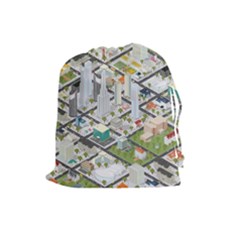 Simple Map Of The City Drawstring Pouch (large) by Sudhe