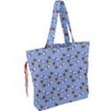 Lamb Pattern Blue Drawstring Tote Bag View2