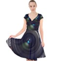 Vintage Camera Digital Cap Sleeve Front Wrap Midi Dress View1