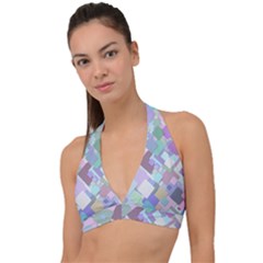 Colorful Background Multicolored Halter Plunge Bikini Top