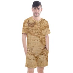 Map Discovery America Ship Train Men s Mesh Tee And Shorts Set