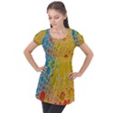 Bubbles Abstract Lights Yellow Puff Sleeve Tunic Top View1
