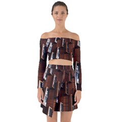 Abstract Architecture Building Business Off Shoulder Top With Skirt Set