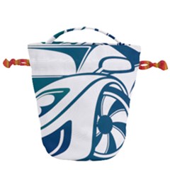 Blue Vector Car Drawstring Bucket Bag