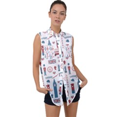 London Love Sleeveless Chiffon Button Shirt