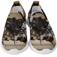Awesome Steampunk Unicorn With Wings Kids  Slip On Sneakers