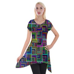 Wallpaper Background Colorful Short Sleeve Side Drop Tunic