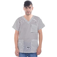Illusion Form Shape Curve Design Men s V-neck Scrub Top