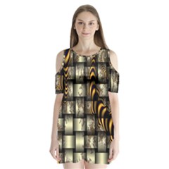 Graphics Abstraction The Illusion Shoulder Cutout Velvet One Piece