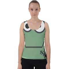 Cartoon Cute Frankenstein Halloween Velvet Tank Top
