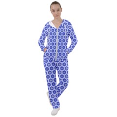 Hexagonal Pattern Unidirectional Blue Women s Tracksuit by Mariart