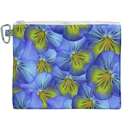 Flowers Pansy Background Purple Canvas Cosmetic Bag (xxxl) by Mariart
