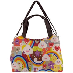 Rainbow Vintage Retro Style Kids Rainbow Vintage Retro Style Kid Funny Pattern With 80s Clouds Double Compartment Shoulder Bag by genx