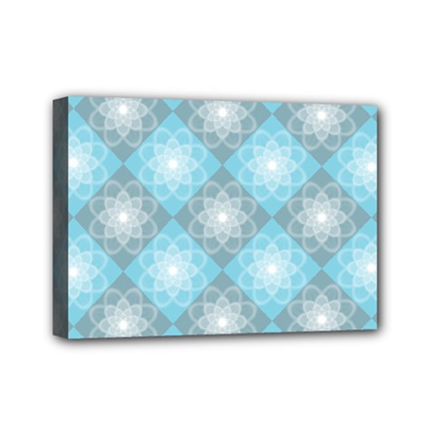 White Light Blue Gray Tile Mini Canvas 7  X 5  (stretched)