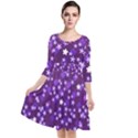 Textile Cross Pattern Square Quarter Sleeve Waist Band Dress View1