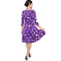 Textile Cross Pattern Square Quarter Sleeve Waist Band Dress View2