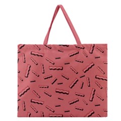 Funny Bacon Slices Pattern Infidel Vintage Red Meat Background  Zipper Large Tote Bag by genx