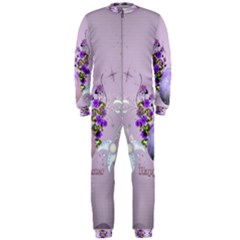 Happy Easter, Easter Egg With Flowers In Soft Violet Colors Onepiece Jumpsuit (men) 