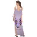 Happy Easter, Easter Egg With Flowers In Soft Violet Colors Maxi Chiffon Cover Up Dress View2