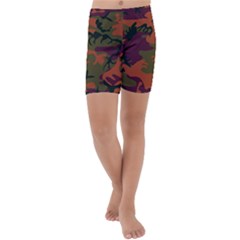 Camouflage Orange Kids  Lightweight Velour Capri Yoga Leggings