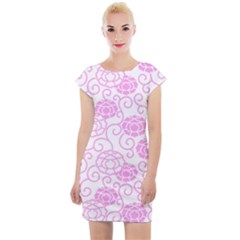 Peony Asia Spring Flowers Natural Cap Sleeve Bodycon Dress