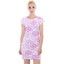 Peony Asia Spring Flowers Natural Cap Sleeve Bodycon Dress View1