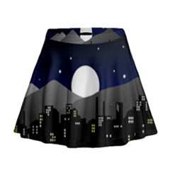 City At Night Mini Flare Skirt