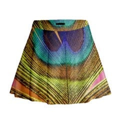 Peacock Feather Bird Colorful Mini Flare Skirt