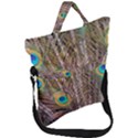 Pen Peacock Wheel Plumage Colorful Fold Over Handle Tote Bag View1