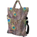 Pen Peacock Wheel Plumage Colorful Fold Over Handle Tote Bag View2