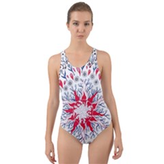 Flaming Sun Abstract Cut-out Back One Piece Swimsuit
