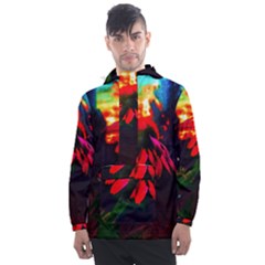 Neon Cone Flower Men s Front Pocket Pullover Windbreaker