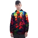Neon Cone Flower Men s Front Pocket Pullover Windbreaker View1
