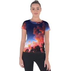 Deep Blue Sunset Short Sleeve Sports Top 