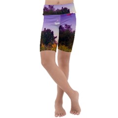 Purple Afternoon Kids  Lightweight Velour Cropped Yoga Leggings