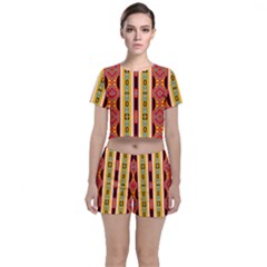 Rhombus And Stripes          Crop Top And Shorts Co-ord Set