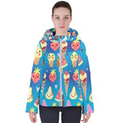 Cute Food Characters Clipart            Women s Hooded Puffer Jacket