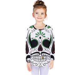 Day Of The Dead Skull Sugar Skull Kids  Long Sleeve Tee