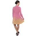 Ice Cream Pink melting background with beige cone Long Sleeve Chiffon Shirt Dress View2