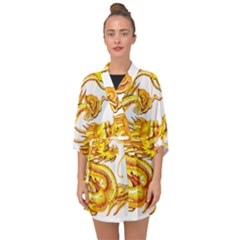 Chinese Dragon Golden Half Sleeve Chiffon Kimono