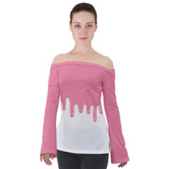 Ice Cream Pink Melting Background Bubble Gum Off Shoulder Long Sleeve Top by genx