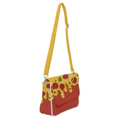 Pizza Topping Funny Modern Yellow Melting Cheese And Pepperonis Shoulder Bag With Back Zipper by genx