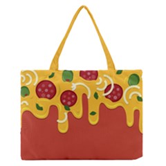 Pizza Topping Funny Modern Yellow Melting Cheese And Pepperonis Zipper Medium Tote Bag by genx