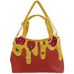 Pizza Topping Funny Modern Yellow Melting Cheese And Pepperonis Double Compartment Shoulder Bag by genx