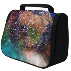 Network Earth Block Chain Globe Full Print Travel Pouch (big)