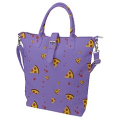 Pizza Pattern Violet Pepperoni Cheese Funny Slices Buckle Top Tote Bag by genx