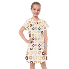 Donuts Pattern With Bites Bright Pastel Blue And Brown Cropped Sweatshirt Kids  Drop Waist Dress