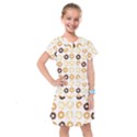 Donuts Pattern With Bites bright pastel blue and brown Cropped Sweatshirt Kids  Drop Waist Dress View1