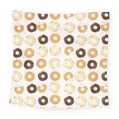 Donuts Pattern With Bites Bright Pastel Blue And Brown Cropped Sweatshirt Square Tapestry (large)